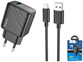 Сетевое Зарядное Устройство Hoco CS21A 1USB QC 18W+USB to Micro Цвет Черный