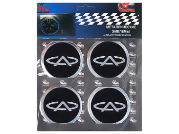 Наклейки на ковпаки CHERY, 6см, чорні, 4шт