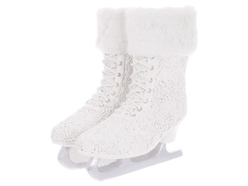 Декоративная ваза - кашпо с кружевным орнаментом и искусственным мехом Коньки, 23х17х26см