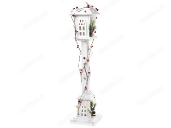 Декоративний дерев'яний ліхтар із підсвічуванням (20 LED-ламп) 80см, колір – білий