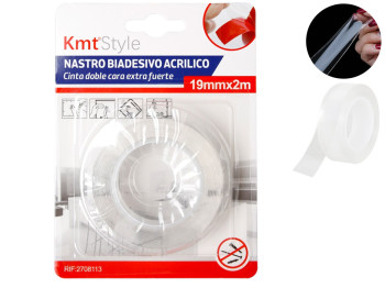 Двосторонній скотч KmtStyle, акриловий, прозорий, 1,9см × 2м