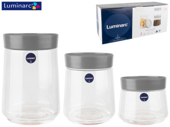 Набор банок для сыпучих Luminarc Swing Jar Grey 3 предмета, серая крышка (500мл, 750мл, 1л) 79537
