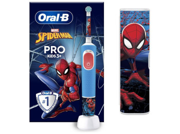 Электрическая зубная щетка Oral-B Pro Kids Spiderman для детей от 3 лет с дорожным чехлом