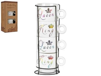 Набор чашек на подставке King/Queen, 250мл (цена за набор 5 предметов)