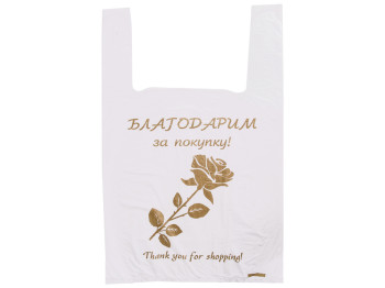 Кулек с ручками типа "майка" "Роза" (250шт) 900гр 30x50см