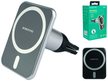 Автотримач Borofone BH43 Xperience Magnetic Wireless 15W, Колір Чорно-Сталевий