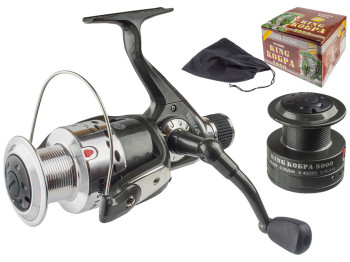 Катушка Sams Fish "King Кобра" 5000 3bb, металлическая шпуля с дополнительной графитовой шпулей