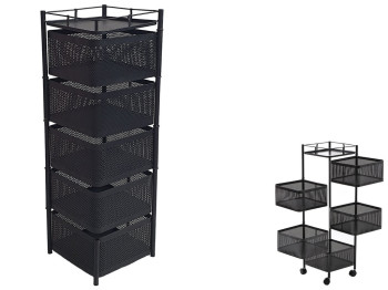 Етажерка на колесах Cube 5 ярусів, 30×30×85см, чорна