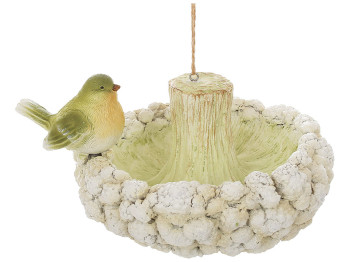 Подвесной декор - кормушка Птичка на капусте, 19x15x11см