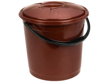 Ведро R plastic коричневое, с крышкой, 12л