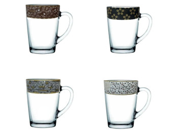 Чашка стеклянная с декором кофе, 300мл, 8×11,2см, прозрачная