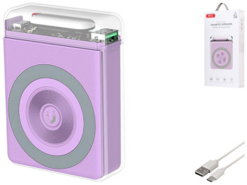 Power Bank XO PR226 Mini Transparent Magnetic Absorption 15W 10000mAh Цвет Фиолетовый