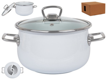 Кастрюля Idea Home, стеклянная крышка, 16см, 2,1л, White, 8690068328899