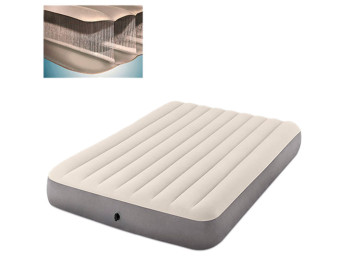 Надувная кровать Intex 64103, ПВХ с велюровым покрытием, Dura-Beam, 203×152×25см, цвет серый