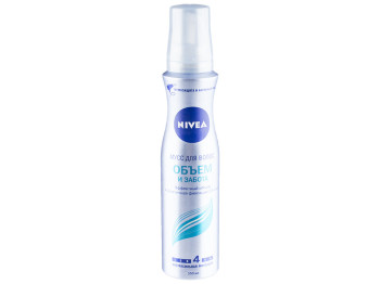 Мус для волосся Nivea "Об'єм і турбота", об'єм і еластична фіксація 24г, термозахист та догляд 150мл