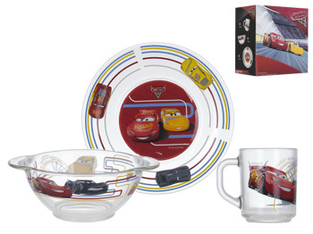 Набор посуды дет. Disney Cars 3 пр. (кружка 200мл, бульонница 13см, тарелка 19см) 30293