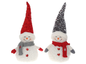 Новогодняя мягкая игрушка Снеговик в шапке с пайетками, 2 дизайна, 40см (цена за 1шт)