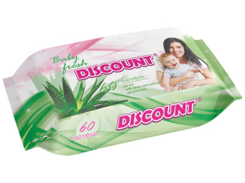 Вологі серветки дитячі "Discount" "З екстрактом алое вера" 60 шт