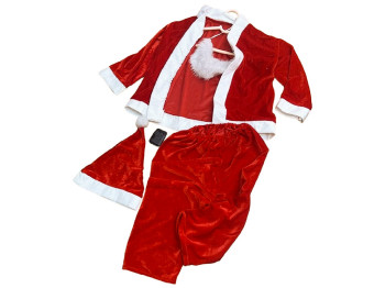 Костюм Санты на 10-12л, штаны, кофта, шапка, борода, пояс (цена за набор 5 предметов)