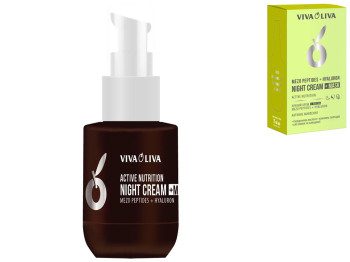Крем для лица ночной + Viva Oliva Mezo Peptides+Hyaluron Night Cream+Mask Active Nutrition, 75мл
