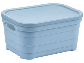 Кошик Idea Home Pyramid, прямокутний, з кришкою, пластик, 3,8л, 24×18×12,5см, колір блакитний