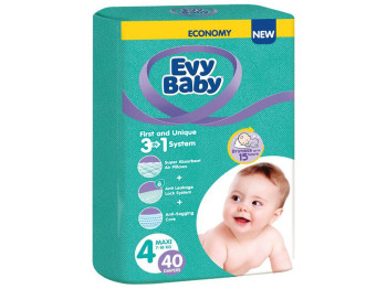 Подгузники детские Evy Baby Elastic Twin Maxi, размер 4 (7-18кг) 40шт