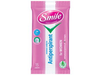 Вологі серветки Smile Антиперспірант з натуральними екстрактами для жінок 15шт