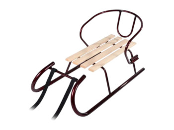 Санки детские со съемной спинкой Овен, металлические деревянные, Vitan