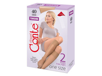 Гольфы женские хлопковые Conte Tension 40 den, 2 пары, размер 23-25, цвет bronz