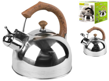Чайник металлический Maestro Basic со свистком, кор.ручка, капсульное дно, нерж.сталь, все типы плит
