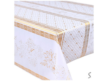 Клеенка Holiday, с тиснением, на тканевой основе, ПВХ, 1,37×20м, цвет бело-золотой (цена за рулон)