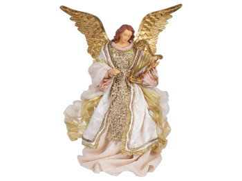 Фигура рождественская Ангел, комбинированные материалы, 29×18×41см, цвет кремово-золотой