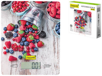 Ваги кухонні Maestro, до 5кг, з РК-дисплеєм, колір ягідний принт