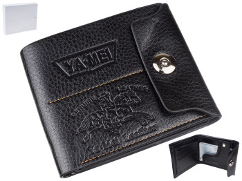Кошелек мужской кожзам. черный Ya Mei 12х2,5х10см