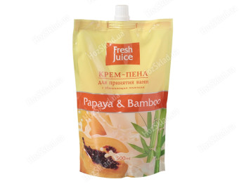Крем-пена Fresh Juice дой-пак для принятия ванн с увлажняющим молочком Papaya & Bamboo 500мл