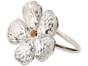 Металлическое кольцо для салфеток Цветок, D4,3х4см, цвет - серебро