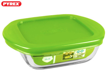 Деко (жаровня) термоскло Pyrex "Cook & Store" 14x12x4см 0,3л квадратний з кришкою 20084