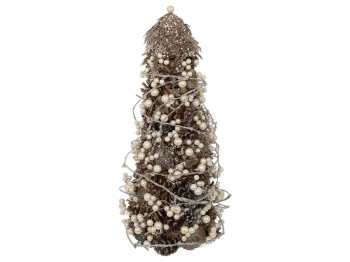Ёлка новогодняя с декором из шишек и ягод, натуральные материалы, 48см, цвет золотистый