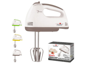 Миксер электрический, 120Вт, 7 скоростей, 4 насадки, пластик, металл, 19×15×8см
