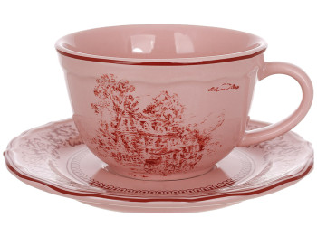 Набір Heritage Toile Collection: порцелянова чашка з блюдцем, вінтажний рожевий, 250 мл