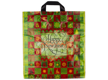 Пакет "петля" "Новый год - Happy New Year" 40x37 (цена за упаковку 25шт)