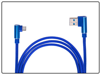 Кабель USB - Type С (Blue) 90°