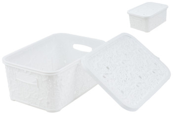 Корзина с крышкой Ажур (цвет - белый) 6л Efe plastics