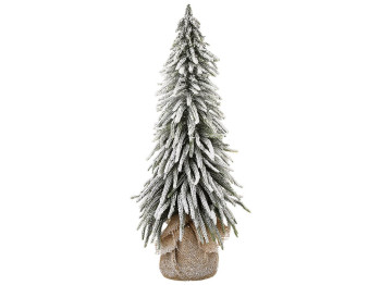 Елка декоративная заснеженная в джутовом мешочке, 25x25x77см