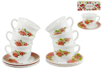 Набор чайный 12 предметов Пион 190мл (003)