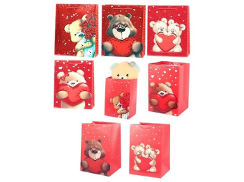 Пакет подарочный бумажный S Love Teddy 18x23x8см