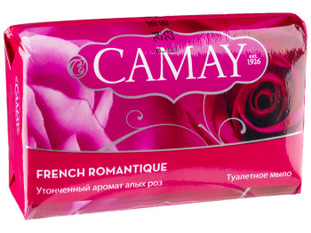 Мыло туалетное твердое Camay Романтик с ароматом алых роз 85г