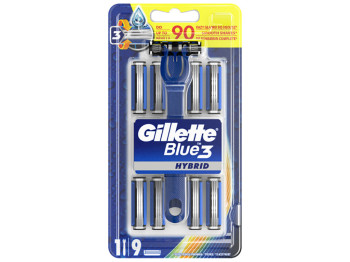 Бритва с 9 сменными кассетами Gillette BLUE3 Hybrid 3 лезвия