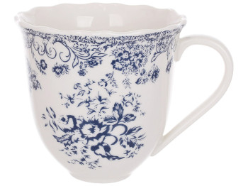 Кружка фарфоровая Английская Роза, белая с синим, 350мл