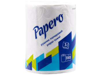 Полотенце бумажное Papero Джамбо, трёхслойное, 350 листов, 1 рулон, цвет белый